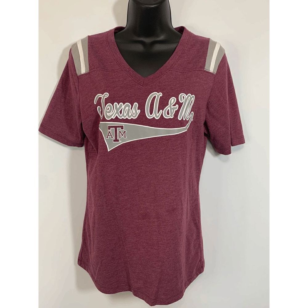 Texas A&M Colosseum Womens Tops Printed Text V Neck Large